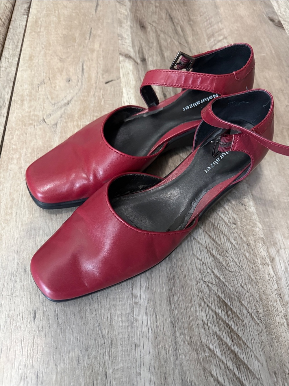Naturalizer Red Square-Toe Mary Jane Heels